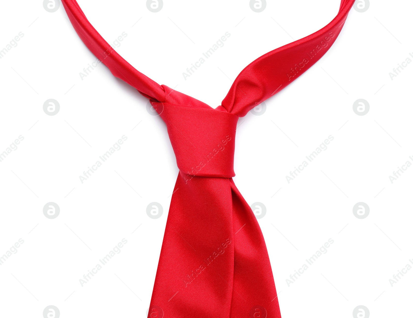 Photo of Stylish color male necktie isolated on white, closeup