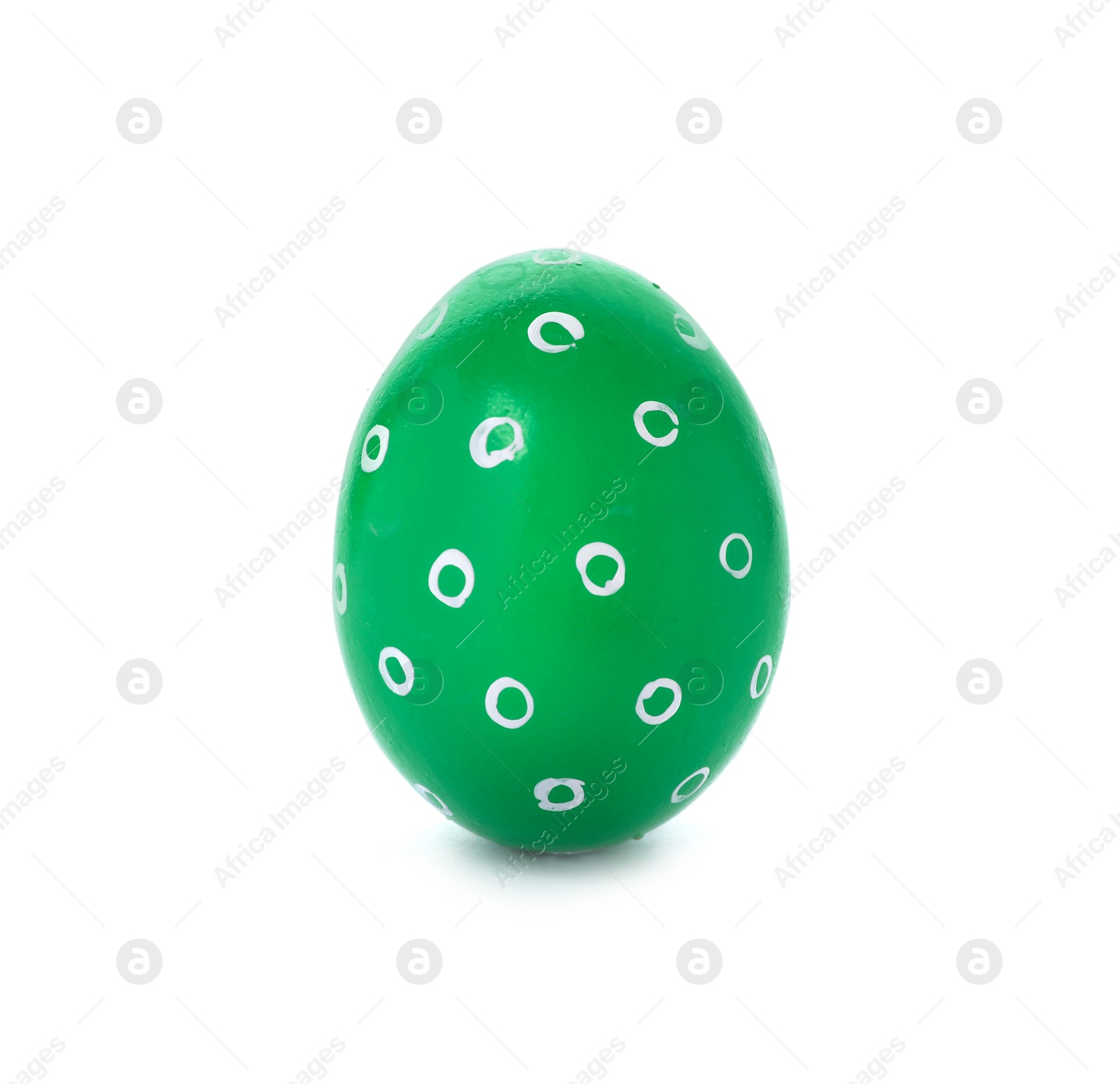 Photo of Decorated Easter egg on white background. Festive tradition