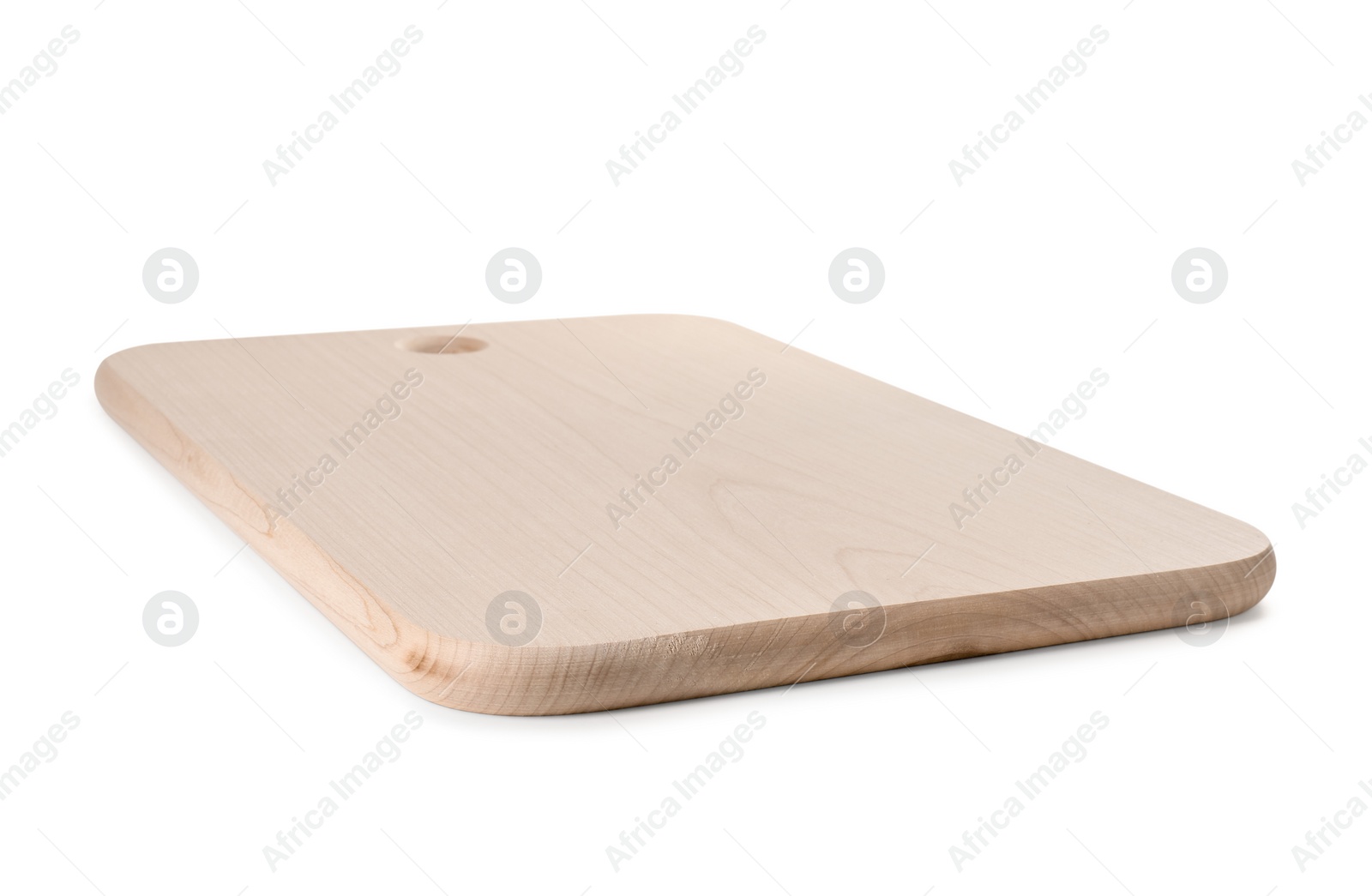 Photo of One wooden cutting board on white background