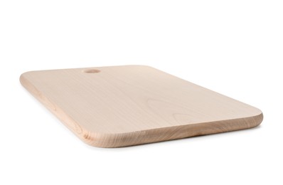 Photo of One wooden cutting board on white background