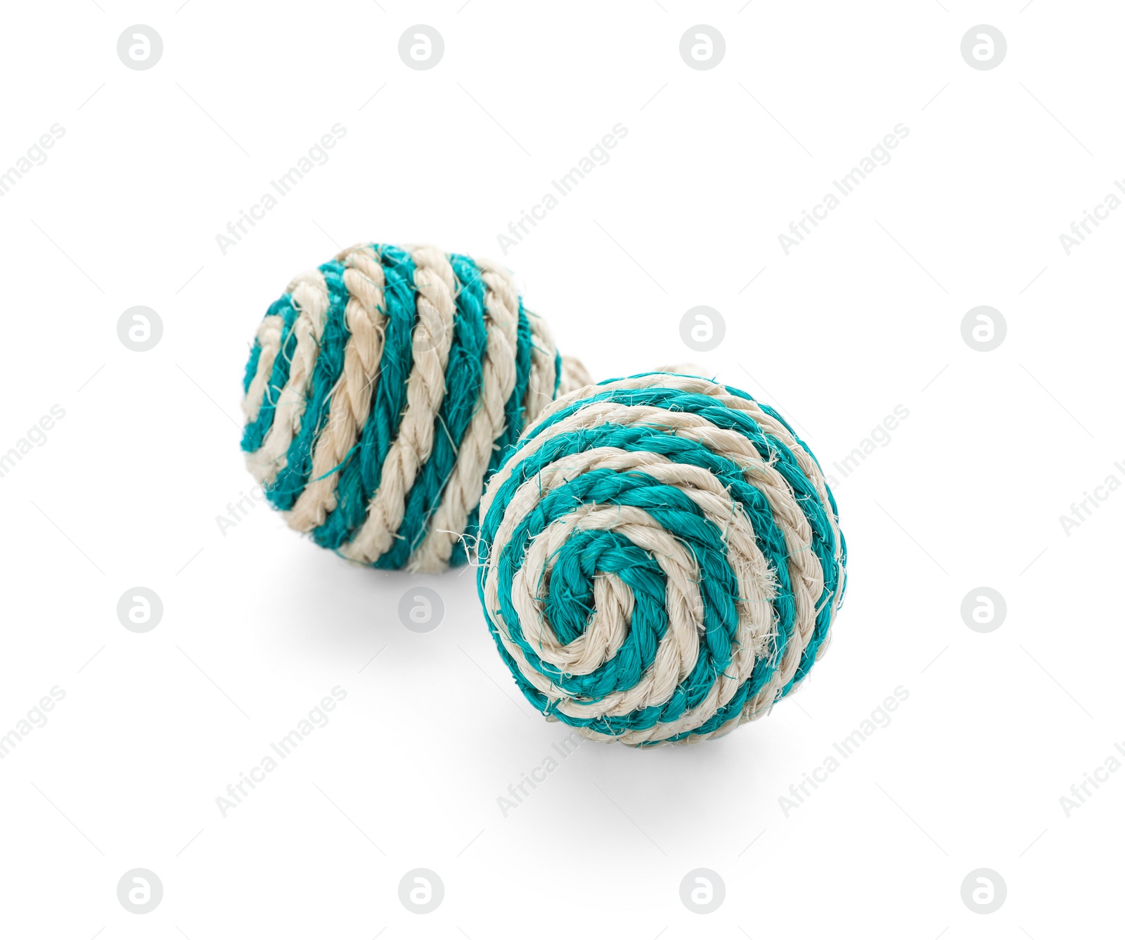 Photo of Balls for cat on white background. Pet toys