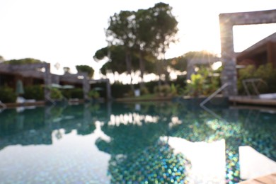 Photo of Outdoor swimming pool at resort, blurred view