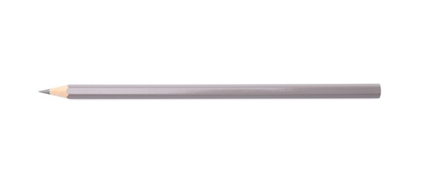 Photo of New grey wooden pencil isolated on white