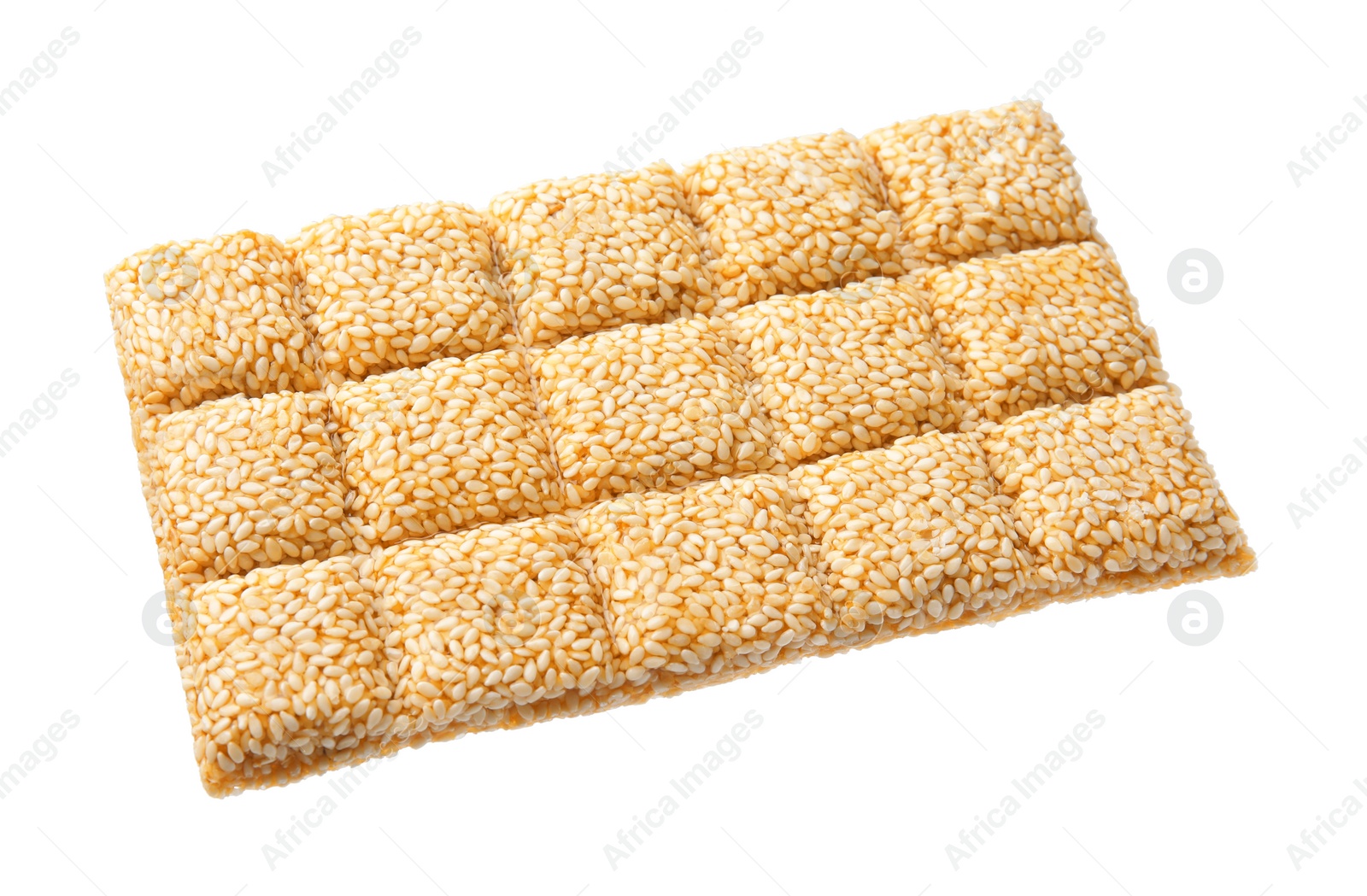 Photo of Delicious sesame kozinaki bar isolated on white