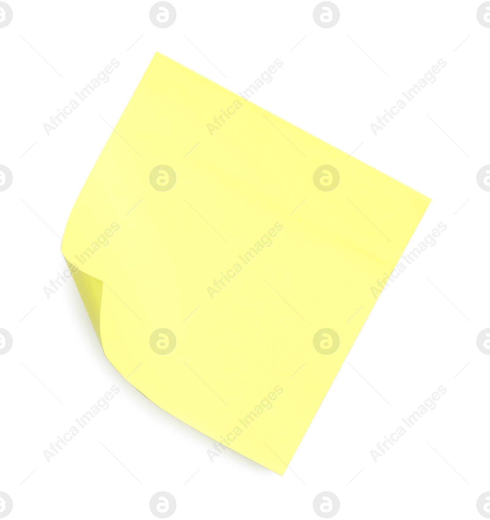 Photo of Blank yellow sticky note on white background, top view