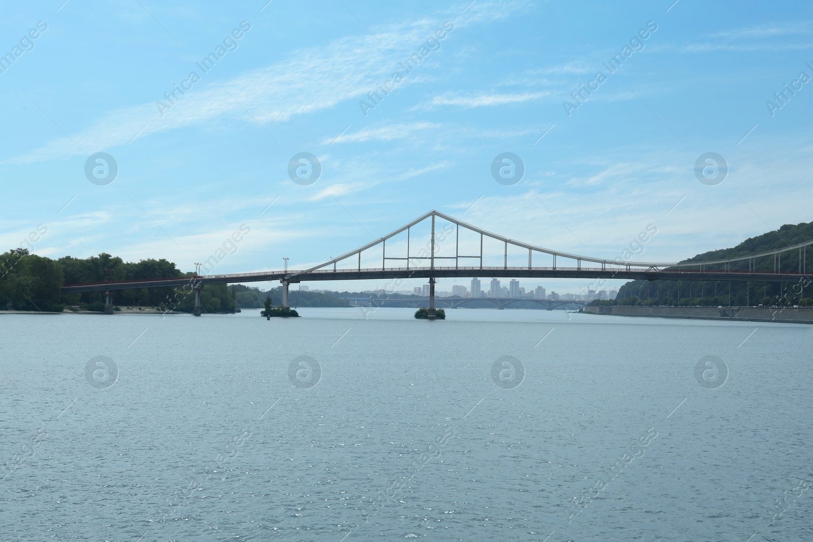 Photo of Beautiful view of modern bridge over river