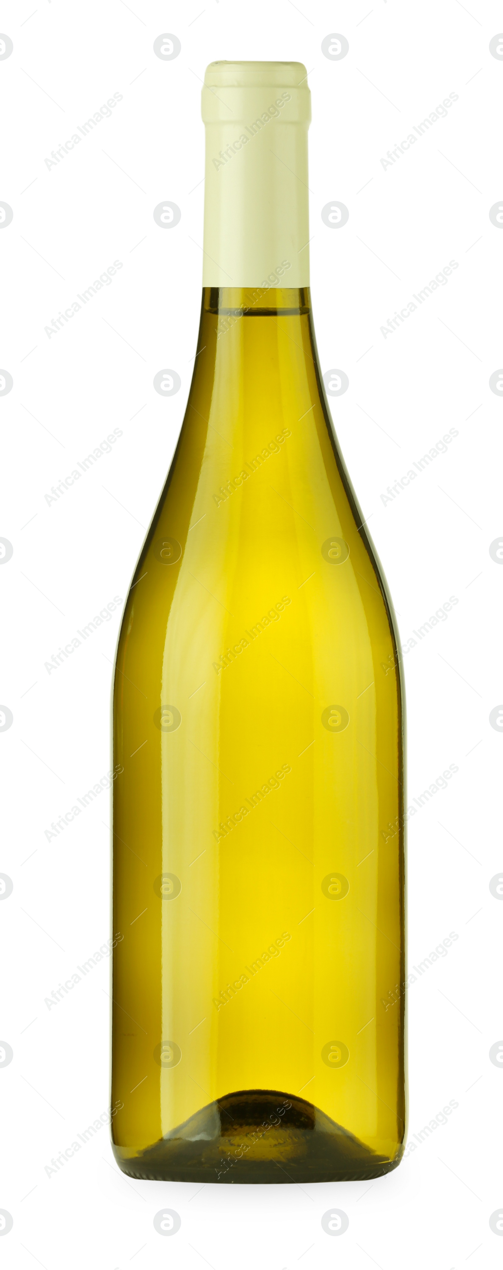 Photo of Wine in glass bottle isolated on white