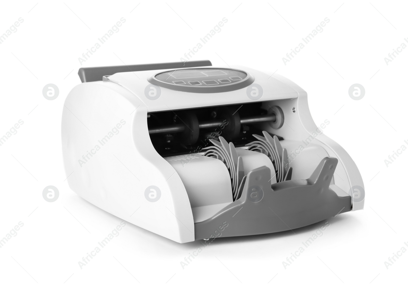 Photo of Empty money counting machine on white background
