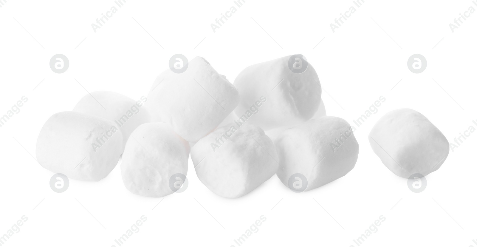 Photo of Pile of sweet puffy marshmallows isolated on white