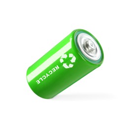 Battery with recycle symbol isolated on white