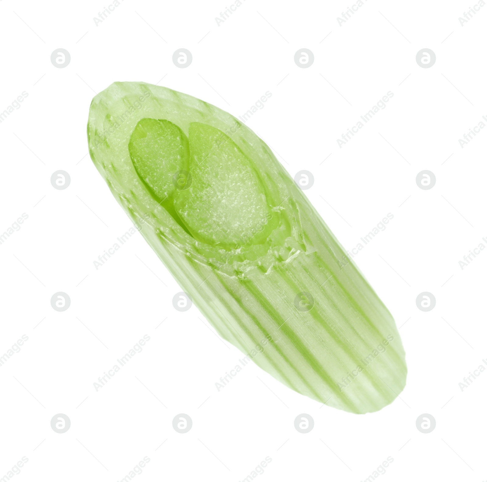 Photo of Piece of fresh green onion isolated on white