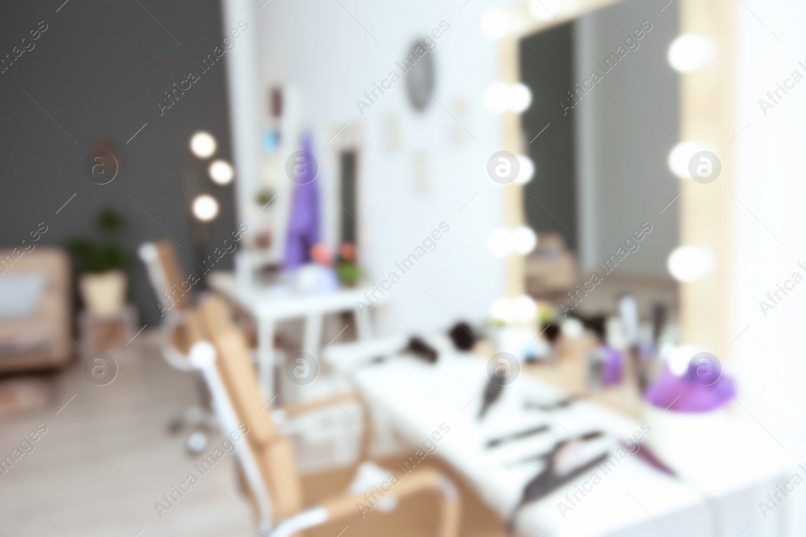 Photo of Blurred view of hairdressing salon