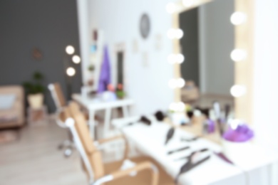 Blurred view of hairdressing salon