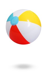 Inflatable colorful beach ball on white background 