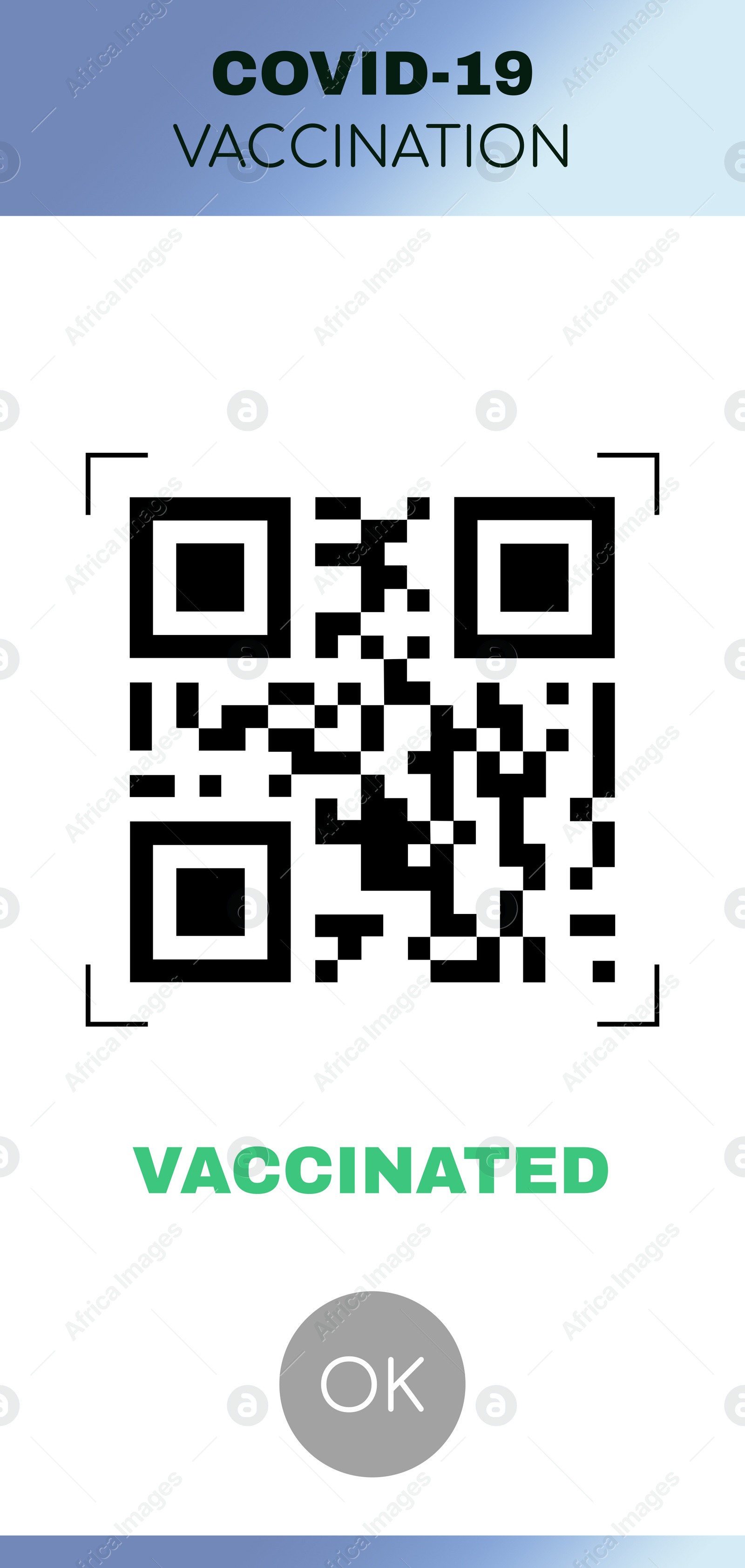 Illustration of Electronic COVID-19 vaccination certificate with QR code, illustration