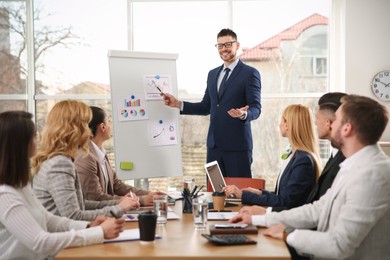 Photo of Businesspeople having meeting in office. Management consulting