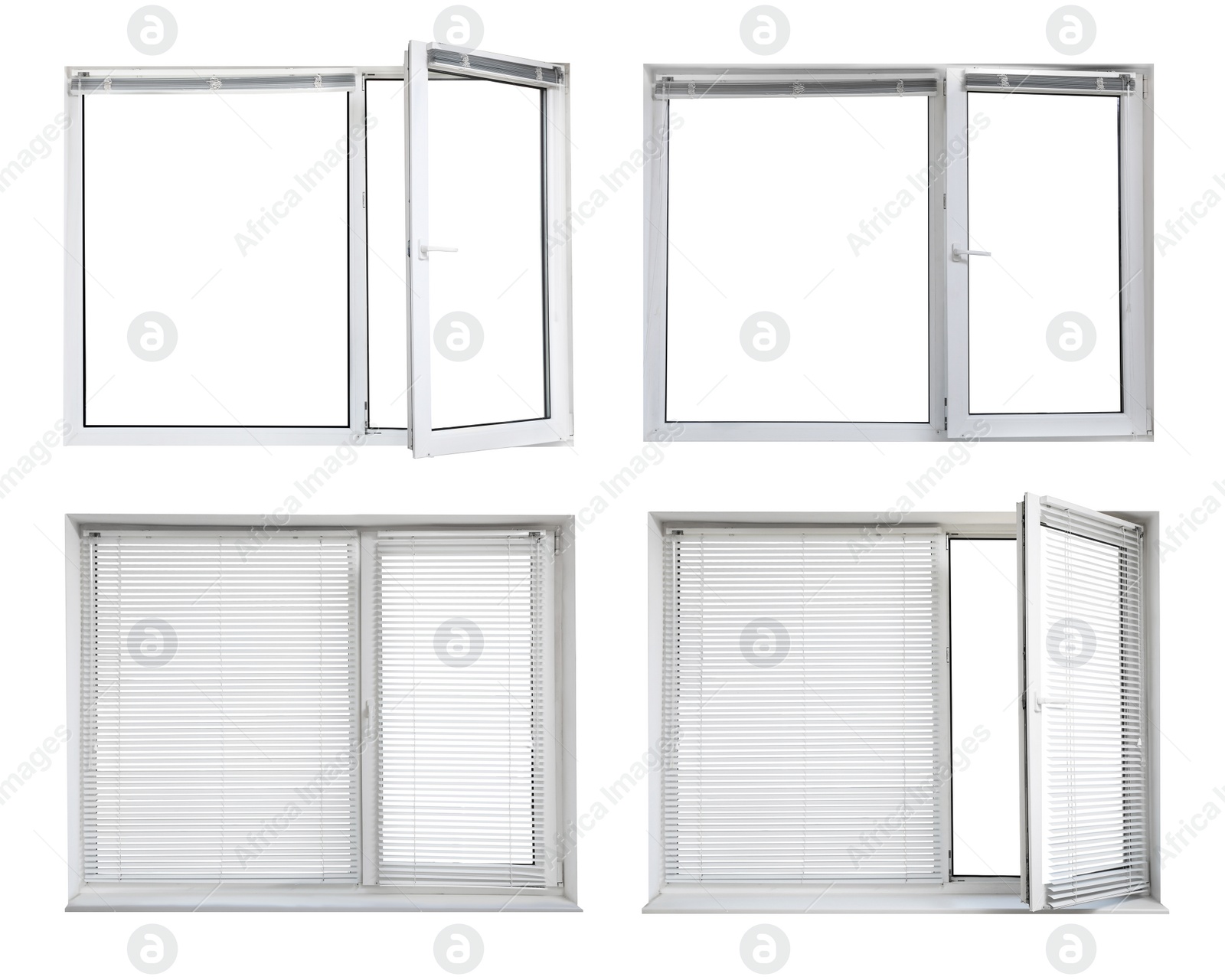 Image of Set of modern windows on white background