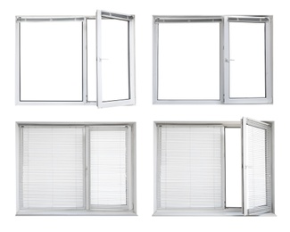 Image of Set of modern windows on white background