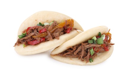 Photo of Delicious gua bao (pork belly buns) isolated on white