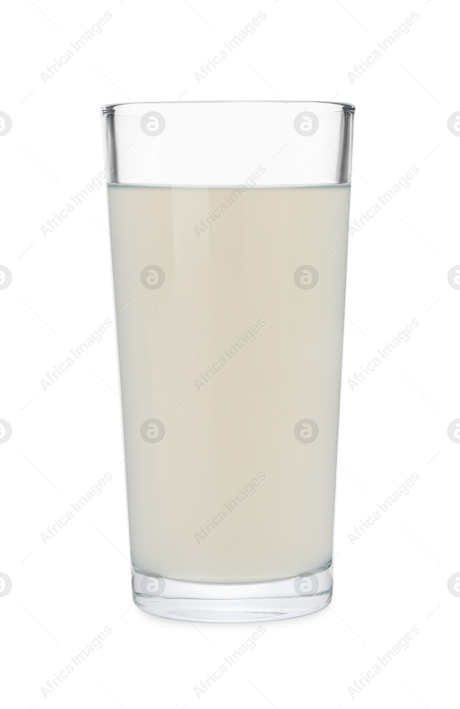 Photo of Glass of coconut water isolated on white