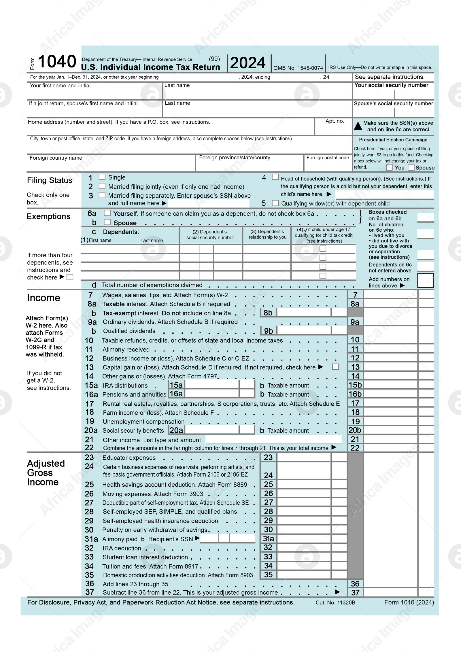Illustration of  tax form. Business and finance concept 