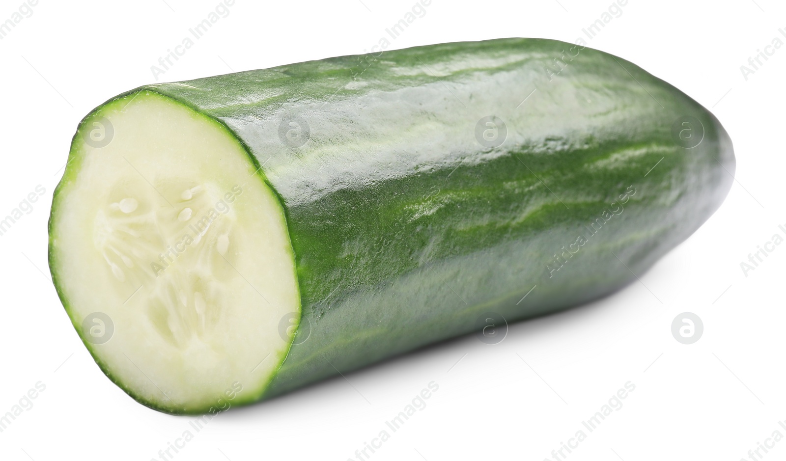 Photo of Half of long cucumber isolated on white