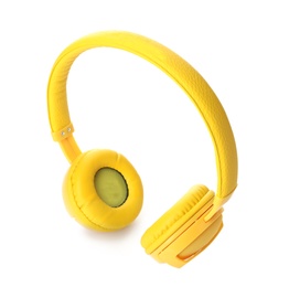 Photo of Stylish modern headphones with earmuffs on white background