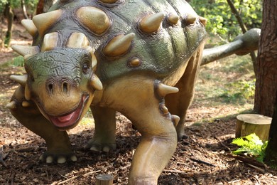 Photo of Amersfoort, the Netherlands - August 20, 2022: Euoplocephalus in DierenPark outdoors