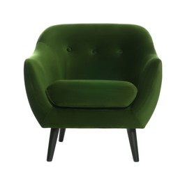 Image of One comfortable dark green armchair isolated on white
