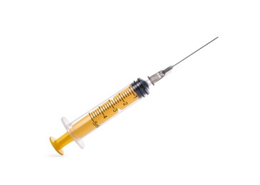 Photo of New medical syringe with needle isolated on white