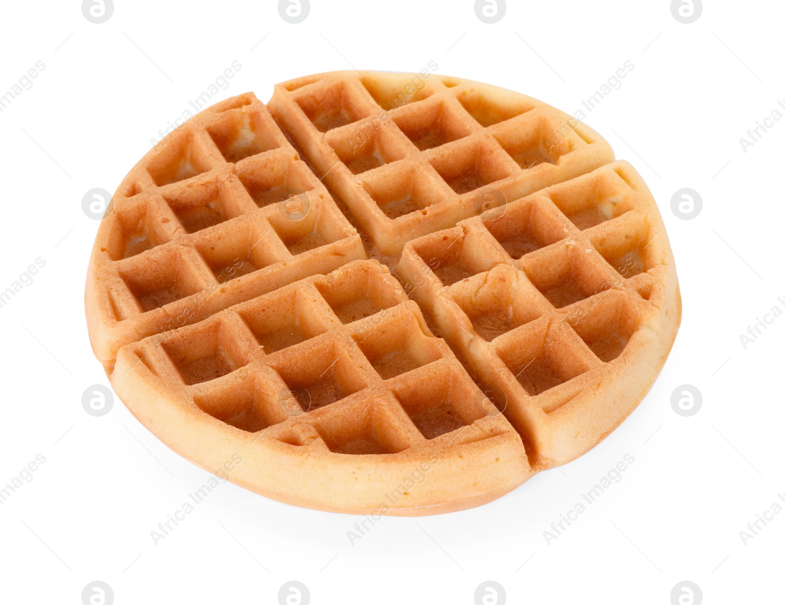 Photo of One tasty Belgian waffle isolated on white