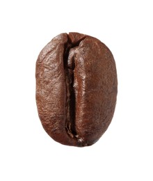 Photo of One aromatic coffee bean isolated on white