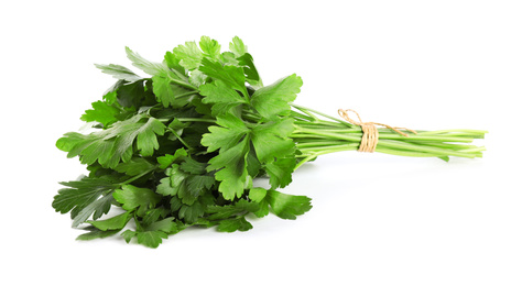 Photo of Bunch of fresh green parsley isolated on white