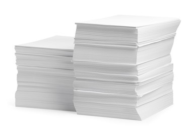 Stacks of paper sheets on white background