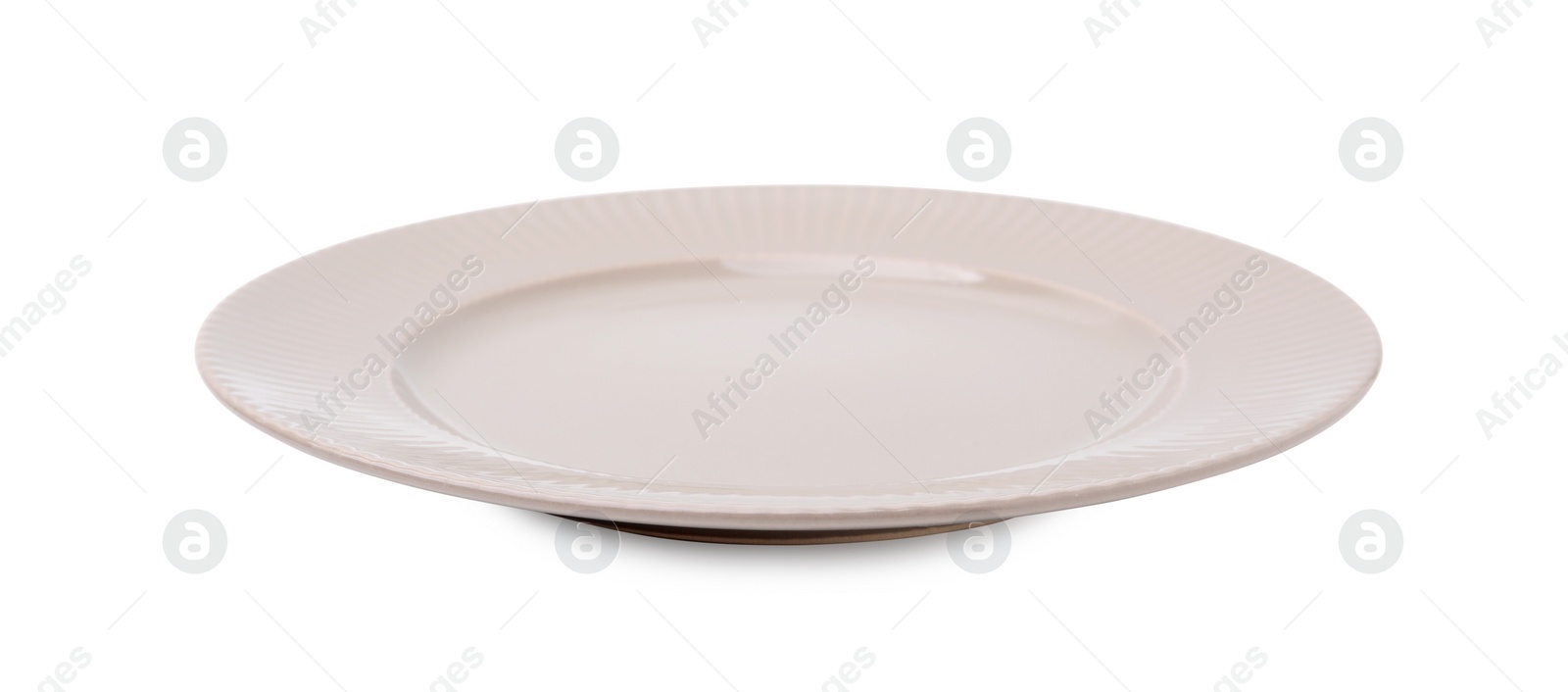 Photo of One ceramic plate isolated on white. Cooking utensil