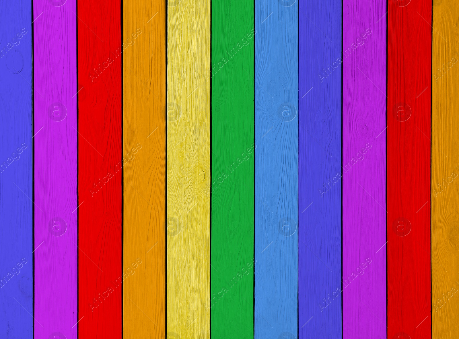 Image of Wooden planks in rainbow colors as background