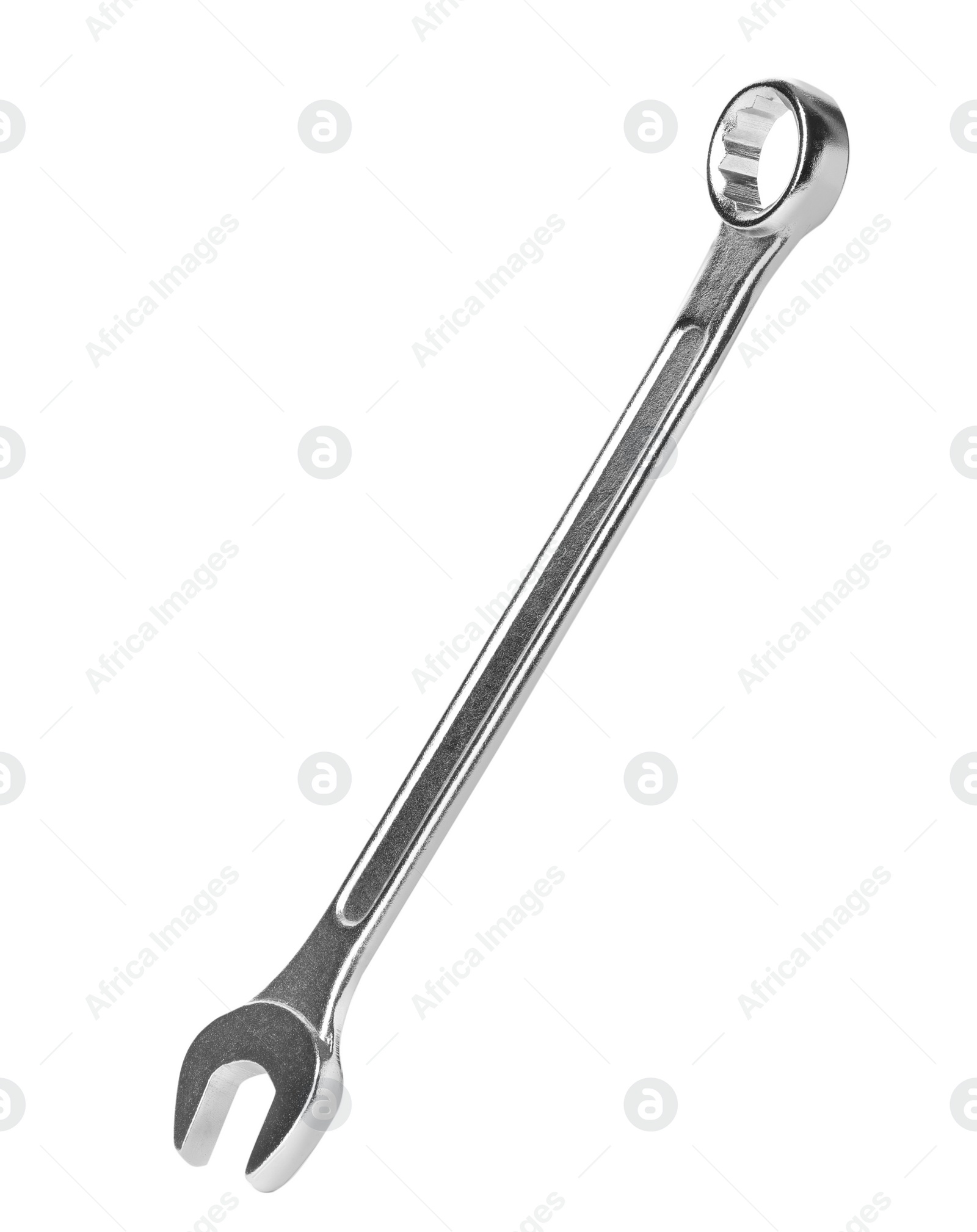 Photo of New wrench isolated on white. Construction tool