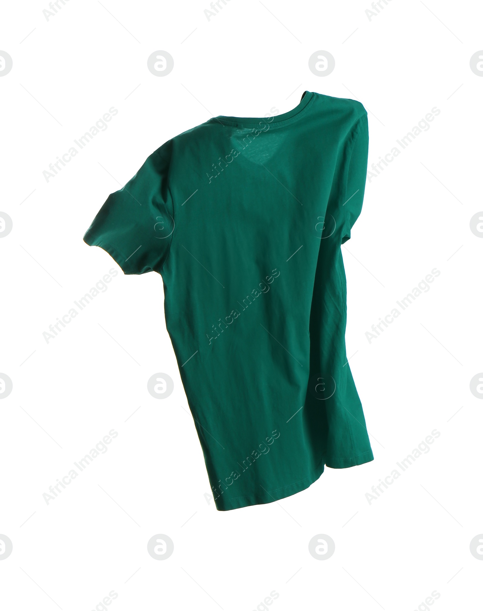 Photo of Green t-shirt isolated on white. Stylish clothes