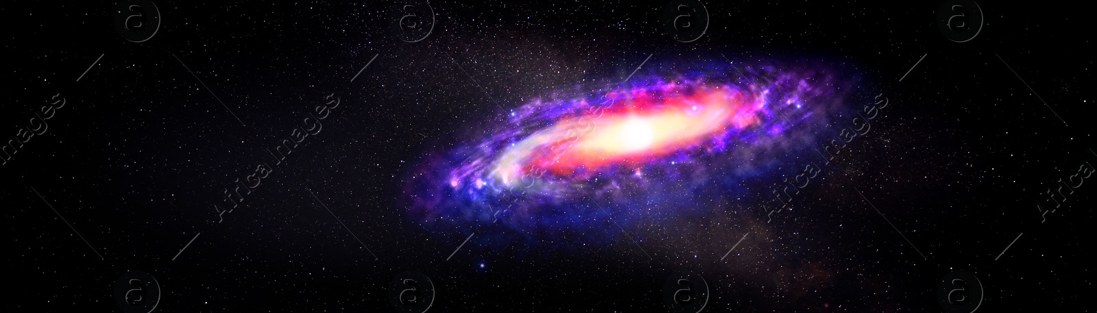 Image of Shiny galaxy and stars in celestial cosmos, banner design