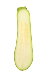 Photo of Half of fresh ripe zucchini isolated on white