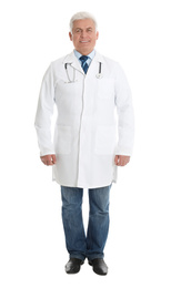 Photo of Full length portrait of senior doctor on white background