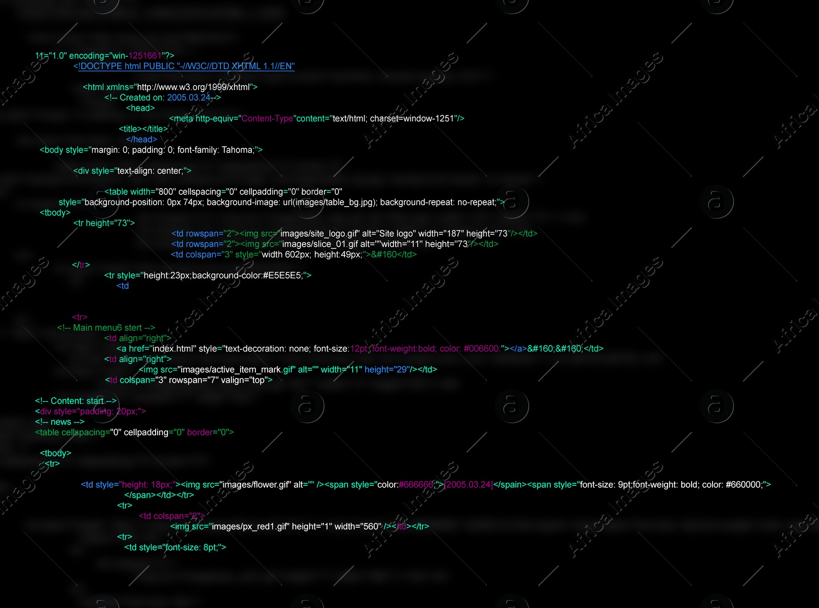 Illustration of Source code written in programming language on black background