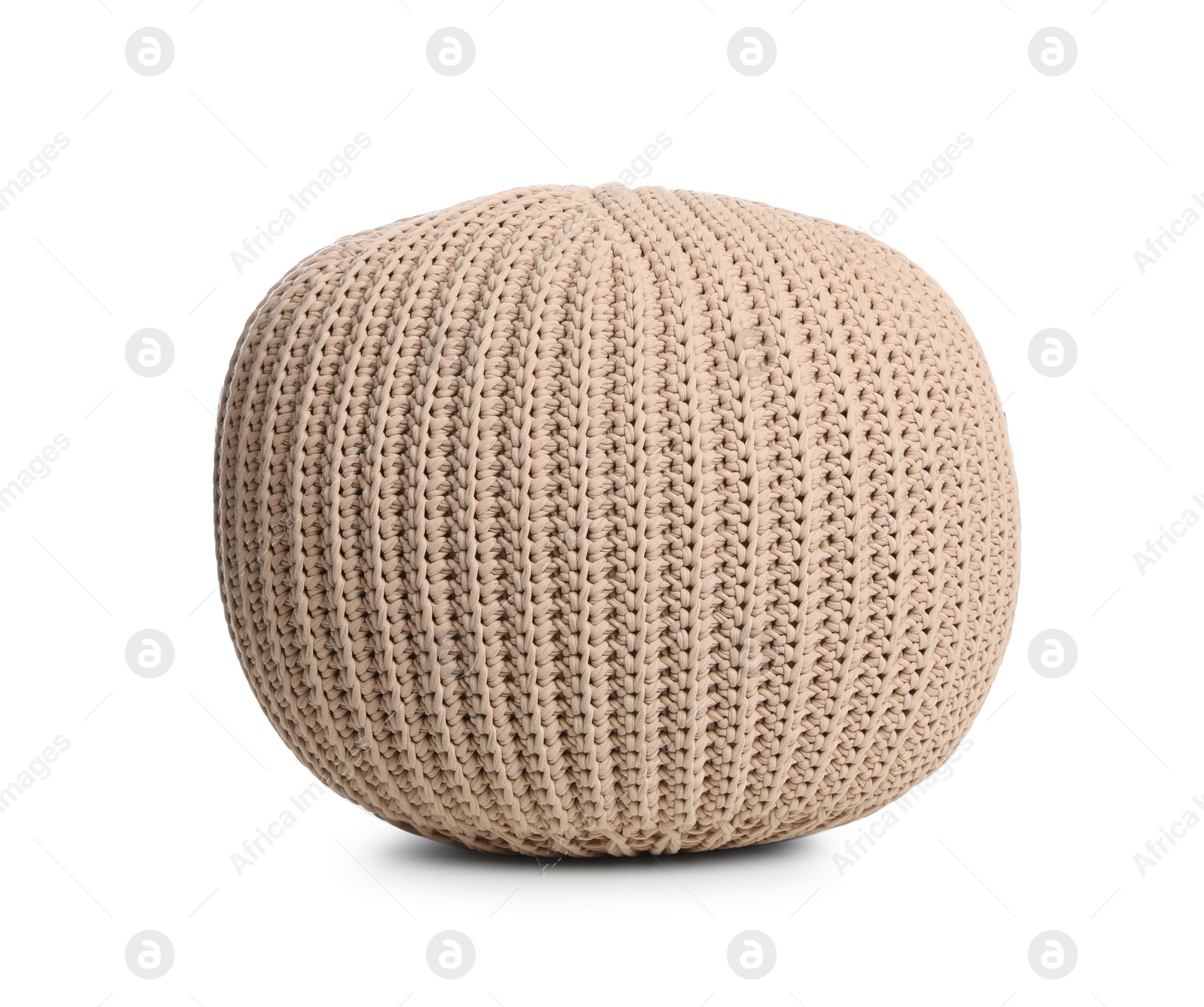 Photo of Stylish beige pouf isolated on white. Home design