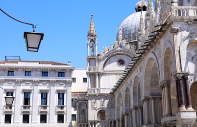 VENICE, ITALY - JUNE 13, 2019: Exterior of Saint Mark's Basilica