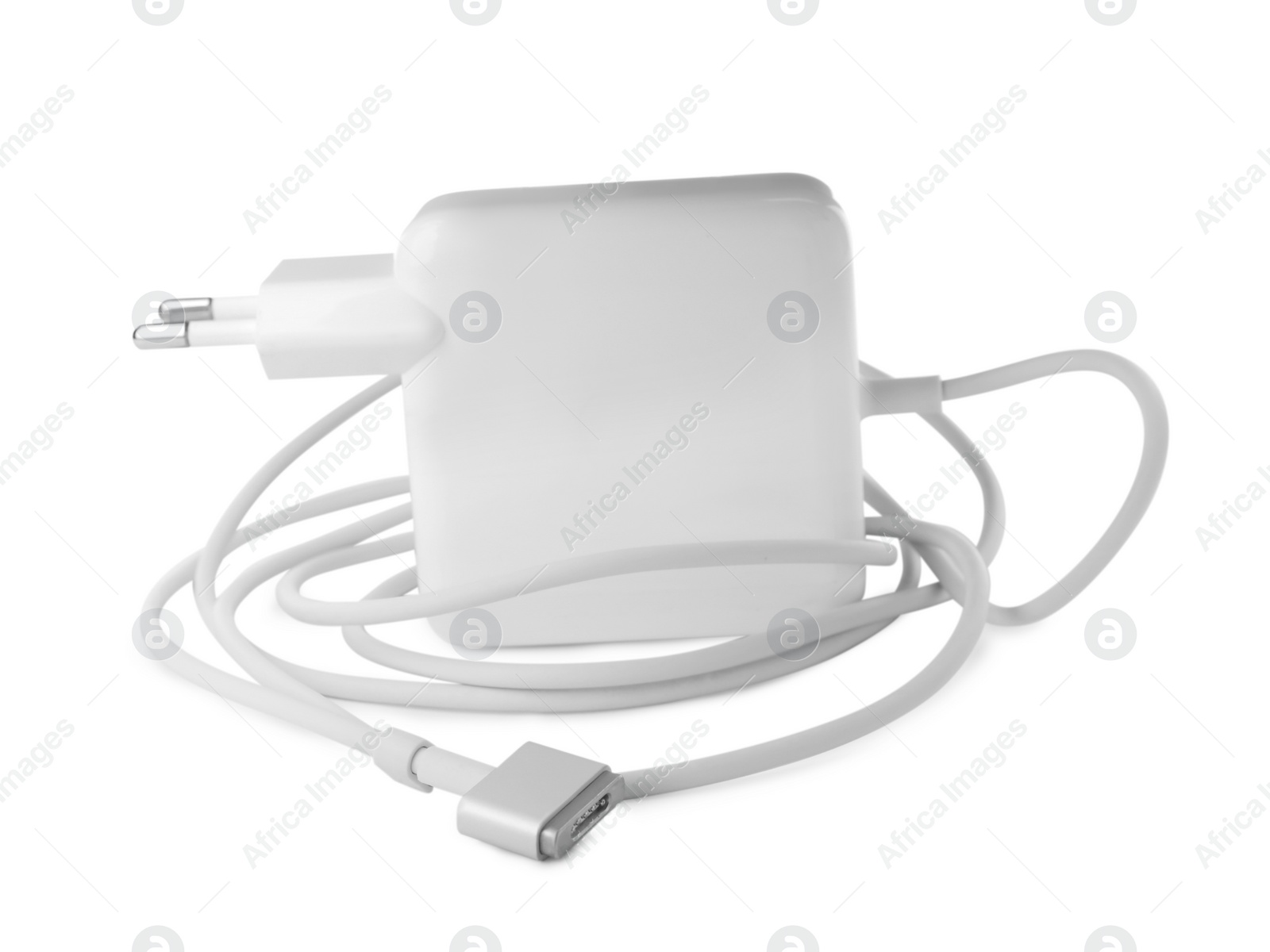 Photo of Laptop charger isolated on white. Modern technology