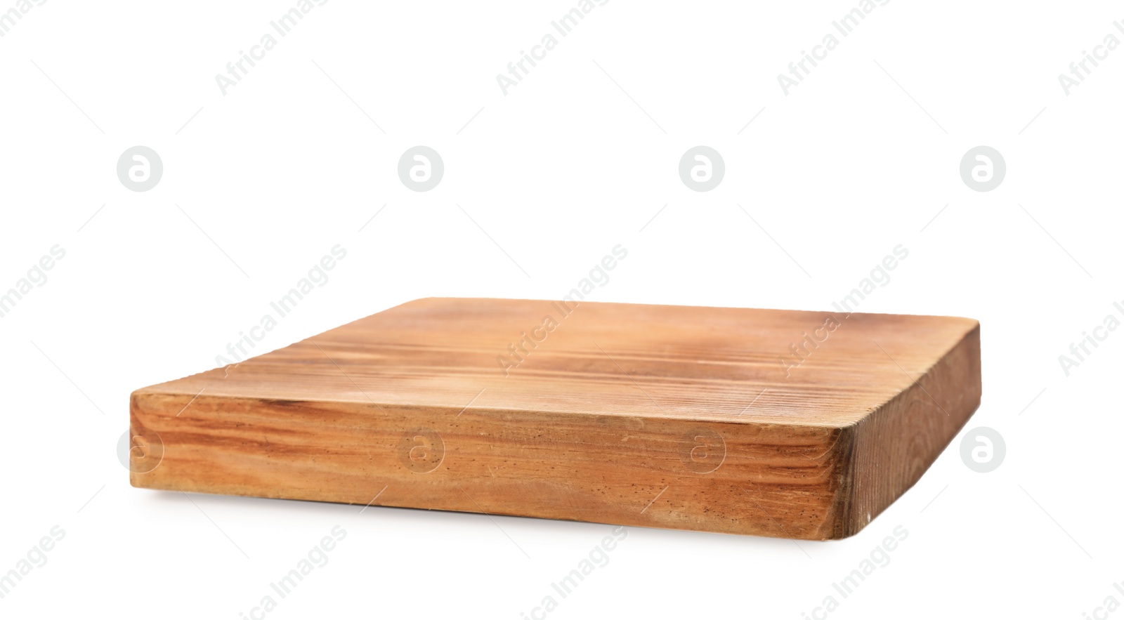 Photo of Wooden board on white background. Kitchen accessory