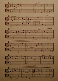 Image of Sheet music. Different musical symbols combined into composition