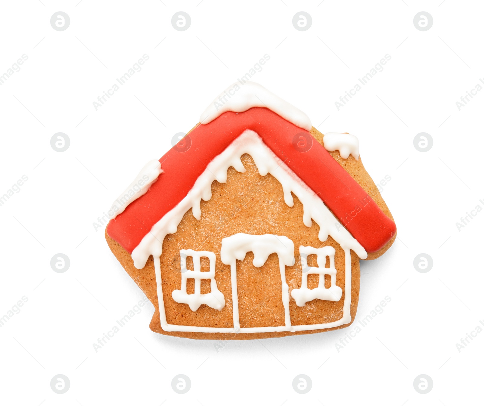 Photo of Tasty homemade Christmas cookie on white background