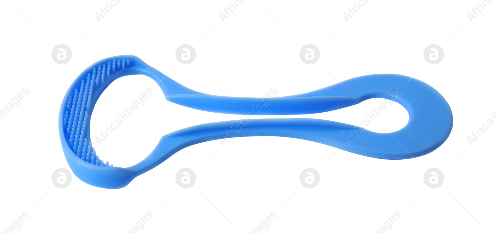 Photo of New tongue cleaner for oral care on white background