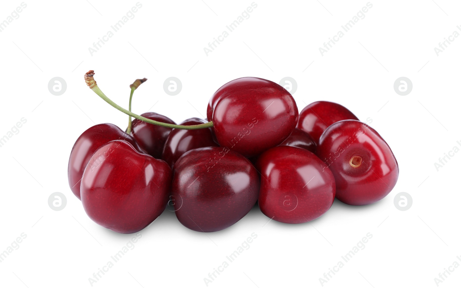 Photo of Tasty ripe red cherries isolated on white